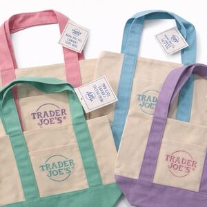 FOUR! Trader Joe's Mini Canvas Tote Bags- FREE SHIPPING!!